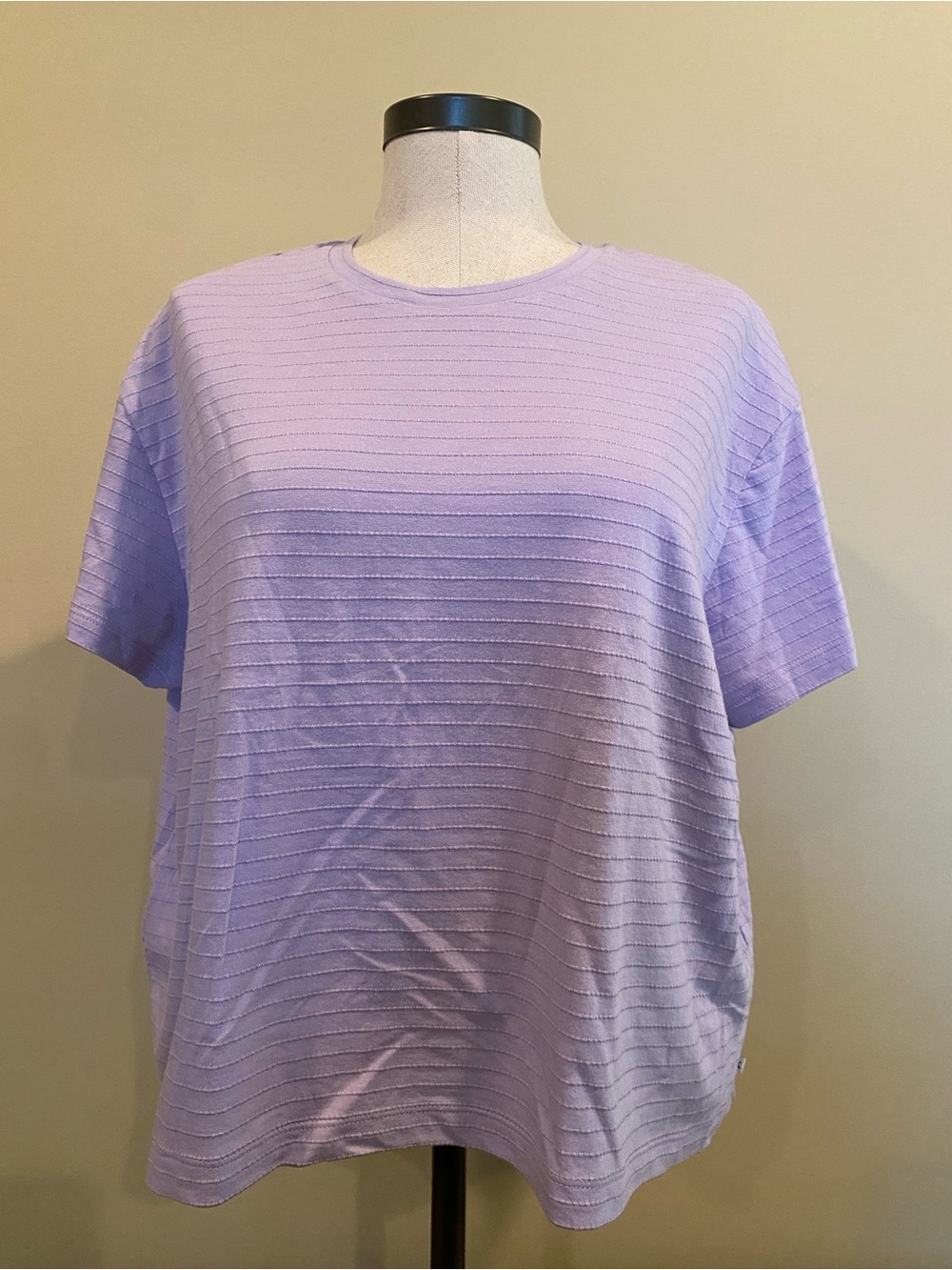 Eddie Bauer Women’s Ripple Jacquard SS Crew Shirt Iris NWT